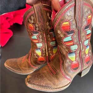 Ariat Kids Brown Boots with Colorful Embroidery